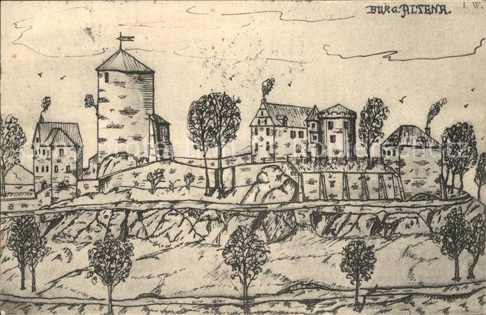 Altena Lenne Burg Altena Zeichnung Wilh. Winner