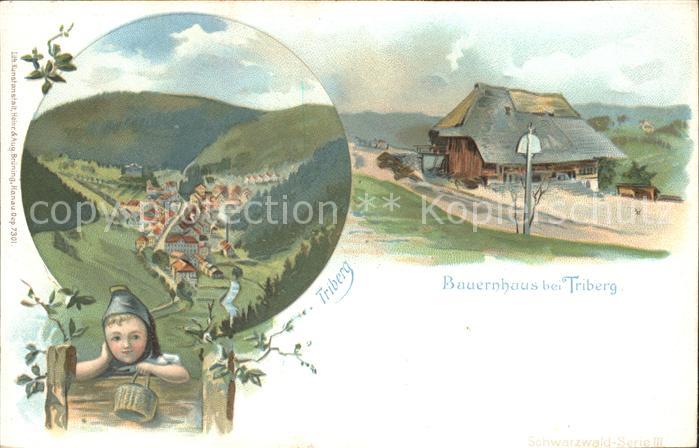 Triberg Schwarzwald Bauernhaus Litho