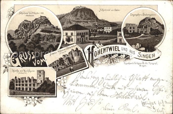 Singen Hohentwiel Hadwig's Schloss Ekkehardsturm Kirche Festungsruine