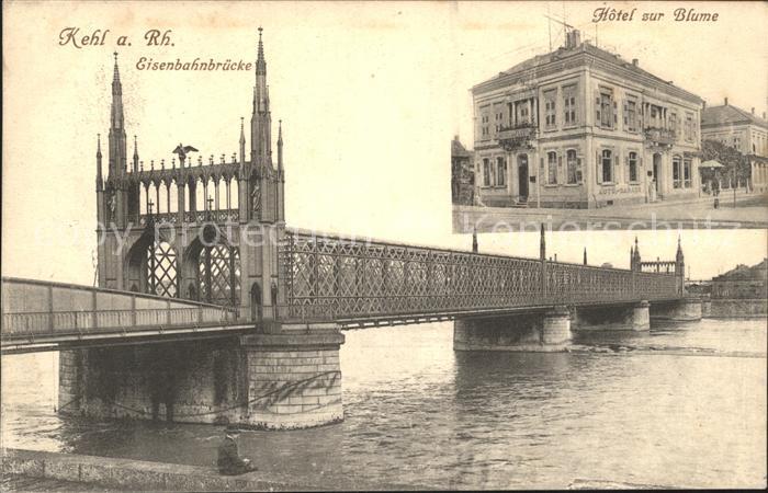 Kehl Rhein Hotel zur Blume Eisenbahnbruecke