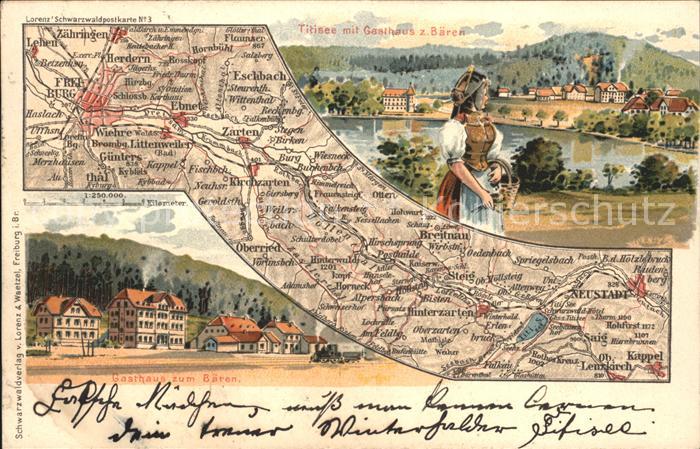 Titisee Gasthaus zum Baeren Litho Bahnpost