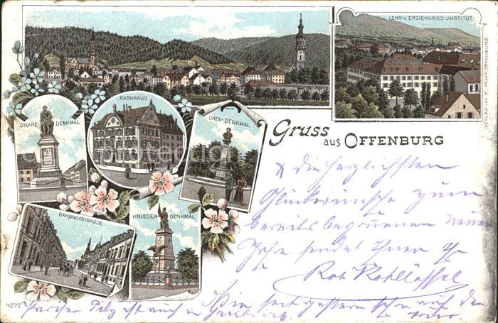 Offenburg Rathaus Drake-Denkmal Bahnhofstrasse Lehr- und Erziehungsinstitut