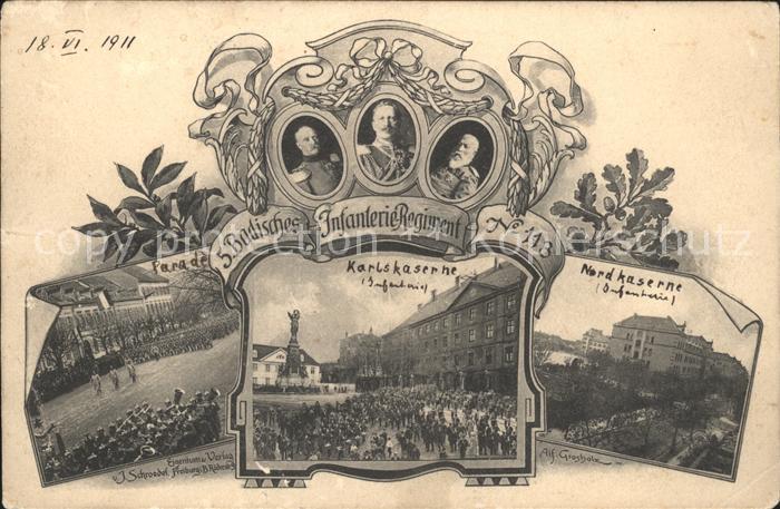 Freiburg Breisgau 5. Badisches-Infanterie-Regiment-Nr. 113 Karlskaserne Parade N