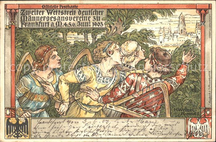Frankfurt Main Wettstreit deutscher Maennergesangsvereine H. Wetzel Litho