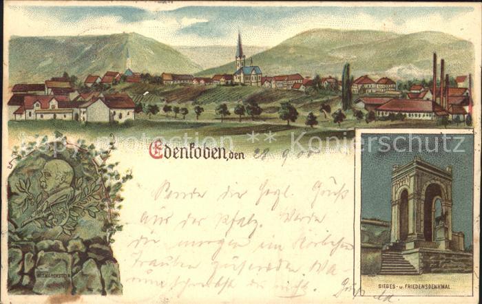 Edenkoben Sieges- und Friedensdenkmal Bismarckstein Litho