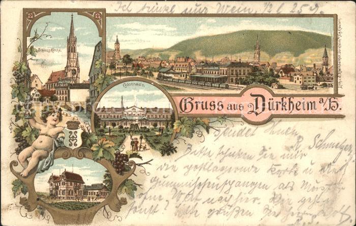 Bad Duerkheim Schloss Kirche Kinderheilstaette Colonnade Litho
