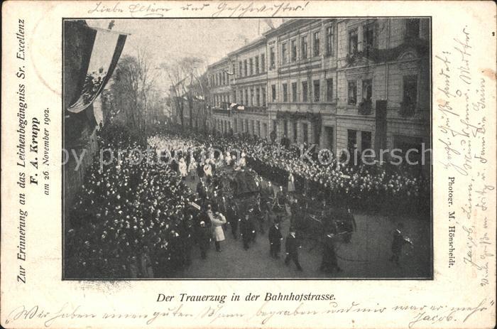 Essen Ruhr Trauerzug Friedrich Alfred Krupp 26. November 1902 Bahnhofstrasse