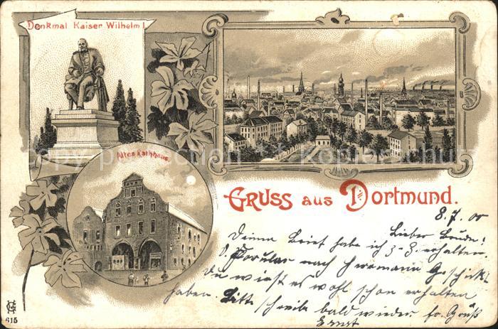 Dortmund Denkmal Kaiser Wilhelm Altes Rathaus Litho
