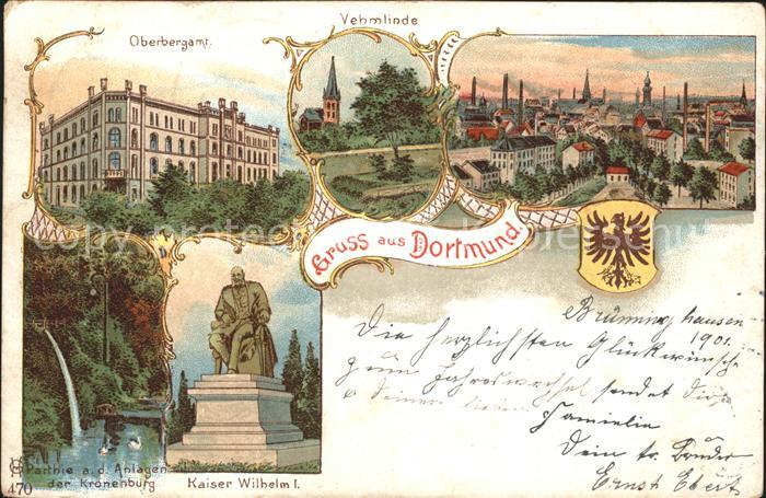 Dortmund Vehmlinde Oberbergamt Kaiser Wilhelm I. Denkmal Litho