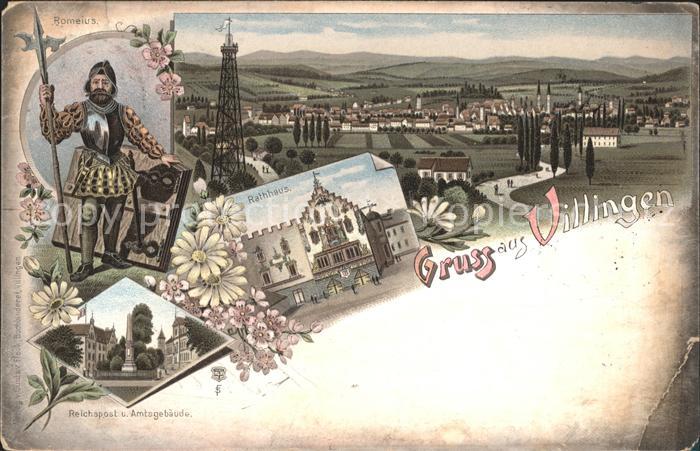 Villingen-Schwenningen Rathaus Reichspost Amtsgebaeude Romeius Litho