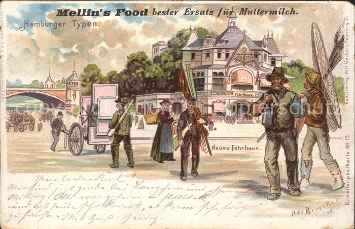 HAMBURG  CITY Neues Faehrhaus Hamburger Typen Werbung Mellin's Food Ersatz fuer