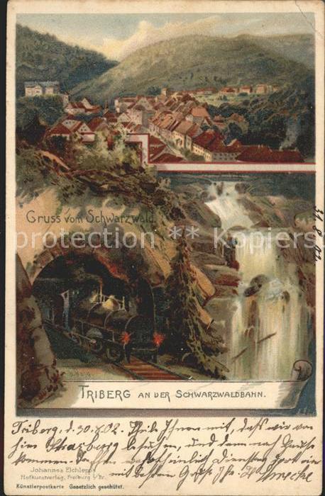 Triberg Schwarzwald Schwarzwaldbahn Lokomotive Litho