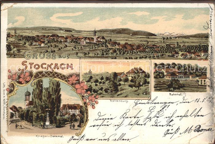Stockach Baden Bahnhof Nellenburg Kriegerdenkmal Litho