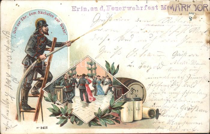 Markdorf Baden Feuerwehr Bier Litho