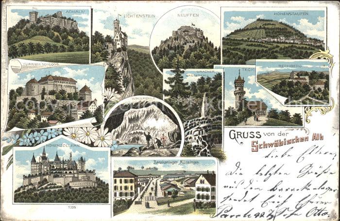 Schwaebische Alb Lichtenstein Achalm Barackenlagen Muensingen Nebelhoehle Litho