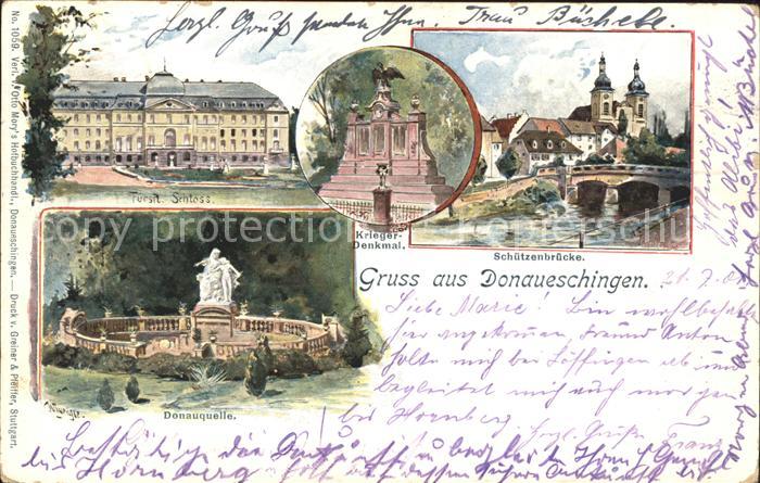 Donaueschingen Kriegerdenkmal  Donauquelle Schuetzenbruecke