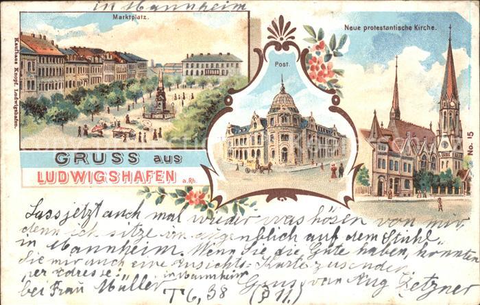 Ludwigshafen Rhein Marktplatz Post neue protestantische Kirche