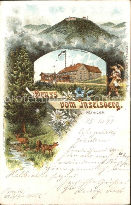 Inselsberg Schmalkalden Preussischer Gasthof  Edelweiss Enzian Litho