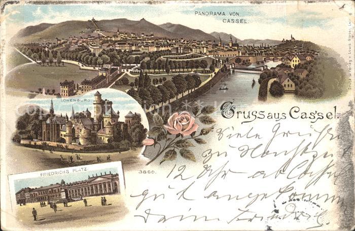 Kassel Friedrichsplatz Loewenburg Litho