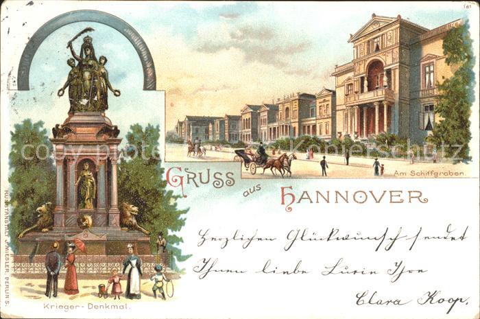Hannover Schiffgraben Krieger-Denkmal Litho