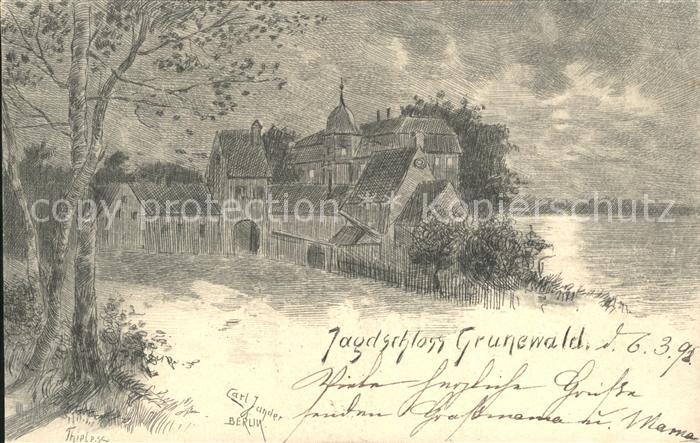 Berlin-Dahlem Jagdschloss Grunewald Kuenstlerkarte Thiele