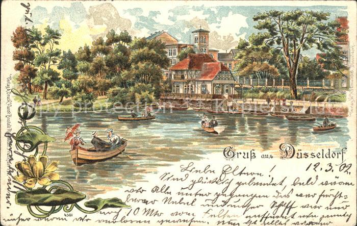 Duesseldorf Bootsfahrt Litho