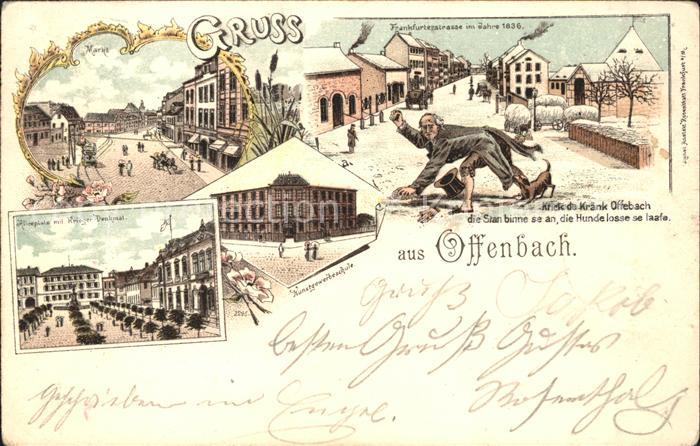 Offenbach Main Frankfurterstrasse Markt Kunstgewerbeschule Litho