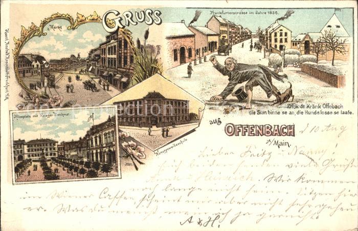 Offenbach Main Krieh die Kraenk Offebach Kunstgewerbeschule Aliceplatz Litho