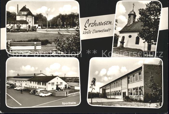 Erzhausen Hessen Sportheim Schule Kirche Bahnhofspartie