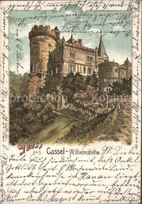 Kassel Wilhelmshoehe Loewenburg Litho