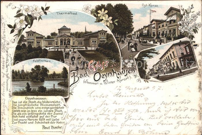 Bad Oeynhausen Kurpark Ost-Korso Goldfischteich Thermalbad Gedicht Paul Baehr