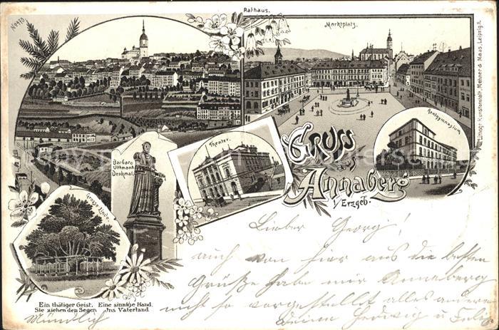 Annaberg-Buchholz Erzgebirge Rathaus Marktplatz Denkmal Theater