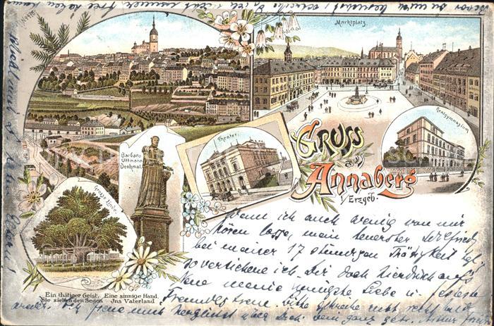 Annaberg-Buchholz Erzgebirge Rathaus Marktplatz Denkmal Theater