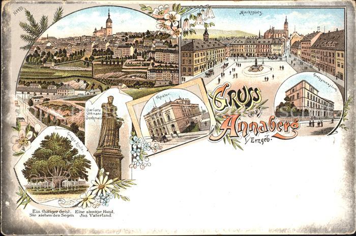 Annaberg-Buchholz Erzgebirge Rathaus Marktplatz Denkmal Theater