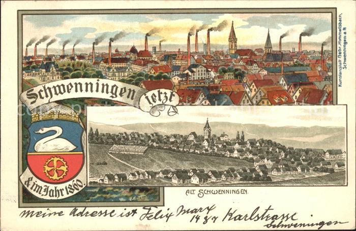 Schwenningen Neckar im Jahr 1860 und 1908