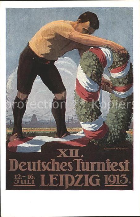 Leipzig 12. Deutsches Turnfest Offizielle Festpostkarte Grafik