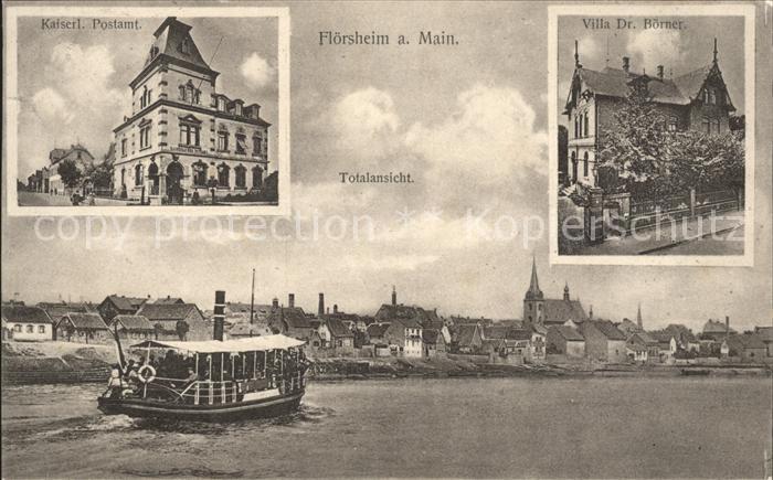 Floersheim Main Postamt Villa Dr. Boerner Mainpartie Schiff