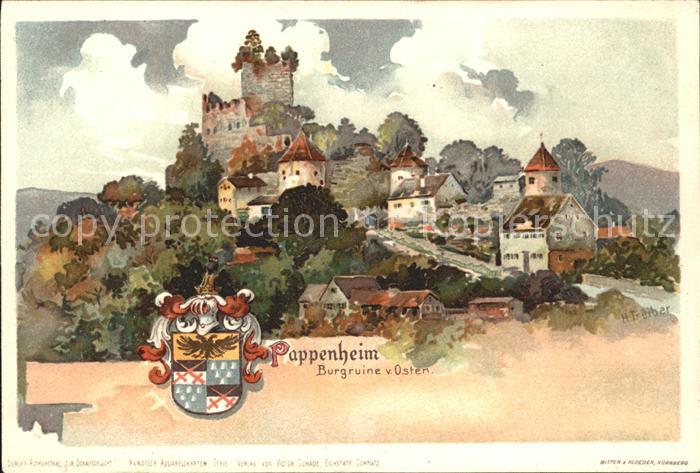 Pappenheim Mittelfranken Burgruine Kuenstlerkarte