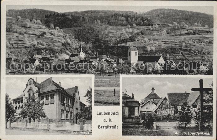 Laudenbach Bergstrasse Schulhaus Kriegerdenkmal