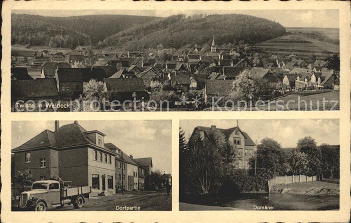 Twiste Domaene Dorfpartie mit LKW