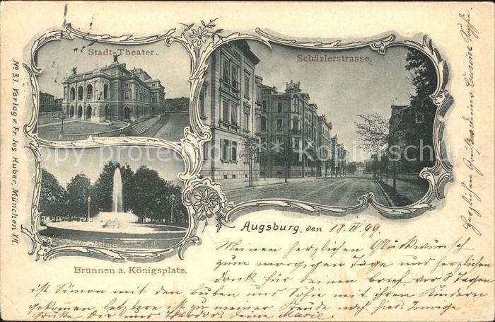 Augsburg Schaezlerstrasse Brunnen am Koenigsplatz Stadt-Theater