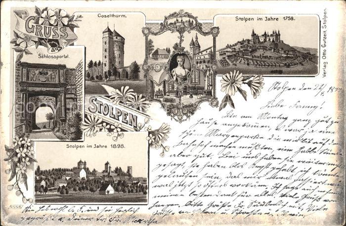 Stolpen Coselthurm im Jahre 1758 und 1898 Schlossportal