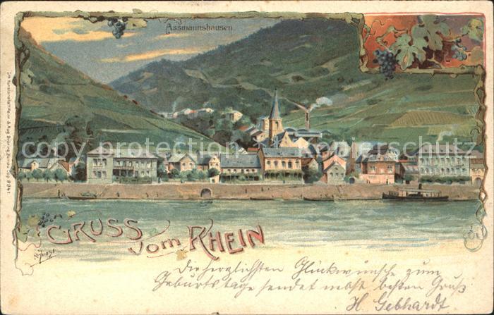 Assmannshausen Rheinpartie Kuenstlerkarte