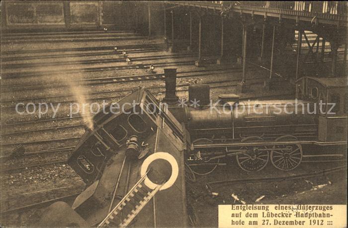 Luebeck Gueterzug entgleist 27. Dezember 1912