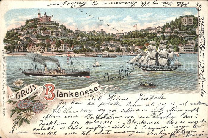 Blankenese Hamburg Zeichnung Schiffe