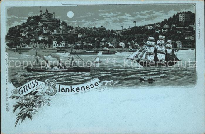 Blankenese Hamburg Bei Nacht Schiffe Mond