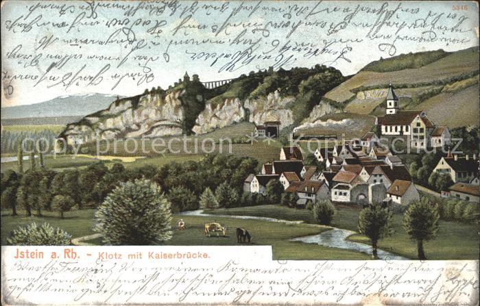 Istein Klotz mit Kaiserbruecke Kirche