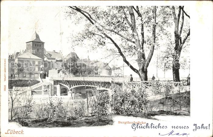 Luebeck Burgtorbruecke Neujahrskarte