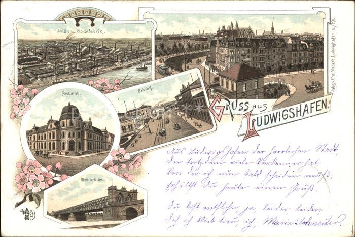 Ludwigshafen Rhein Anilin und Sodafabrik BASF Postamt Bahnhof Rheinbruecke