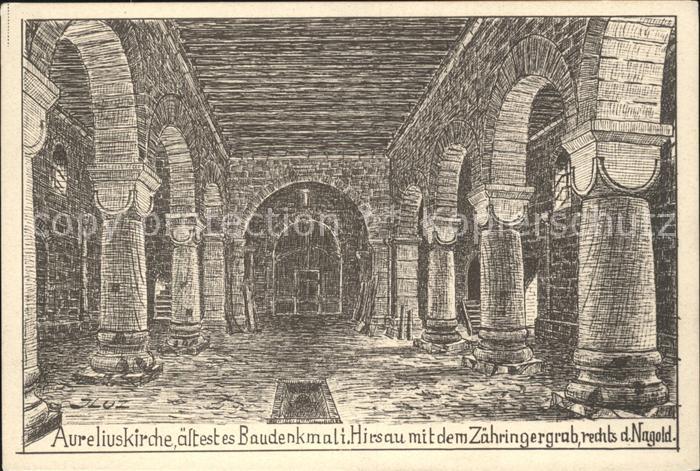 Hirsau Aureliuskirche aeltestes Baudenkmal Zaehringergrab Zeichnung Kuenstler J.